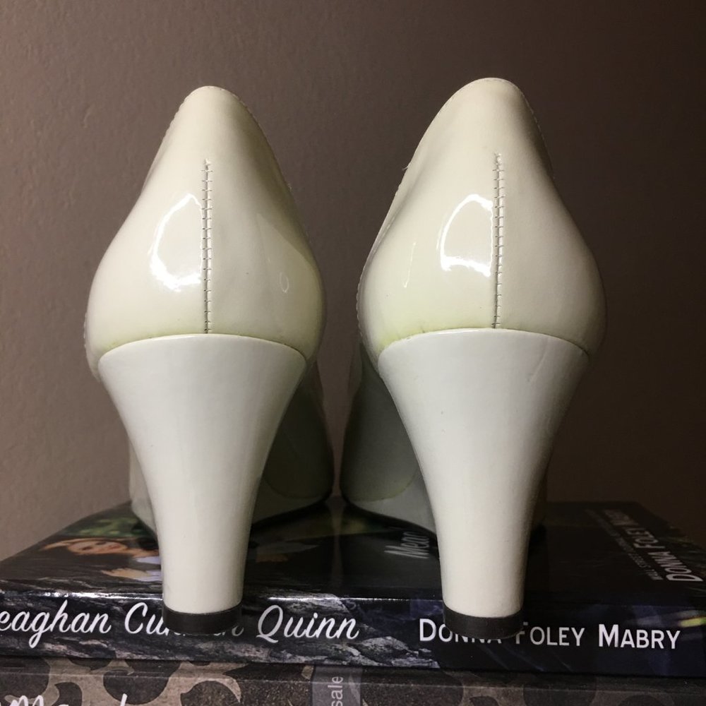 ALEX MARIE "Cadence" Patent Leather Cream Wedges - Picture 8 of 13